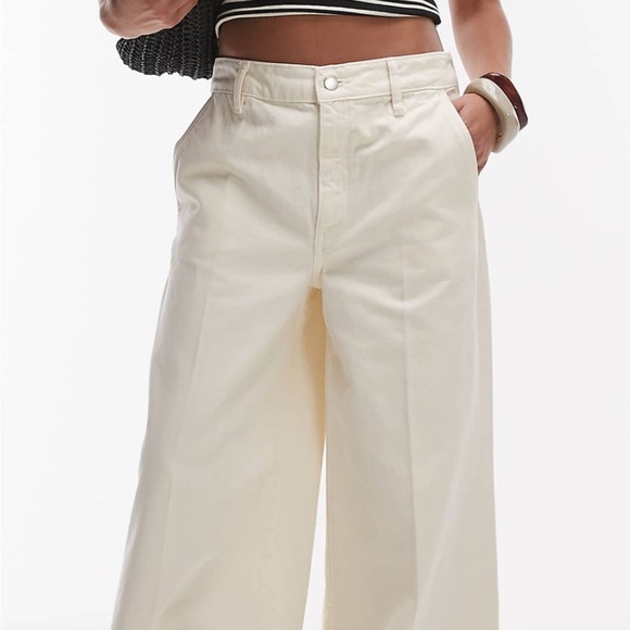 NWT MANGO MAYA RELAXED STRAIGHT LEG JEAN IN ECRU - Picture 1 of 4